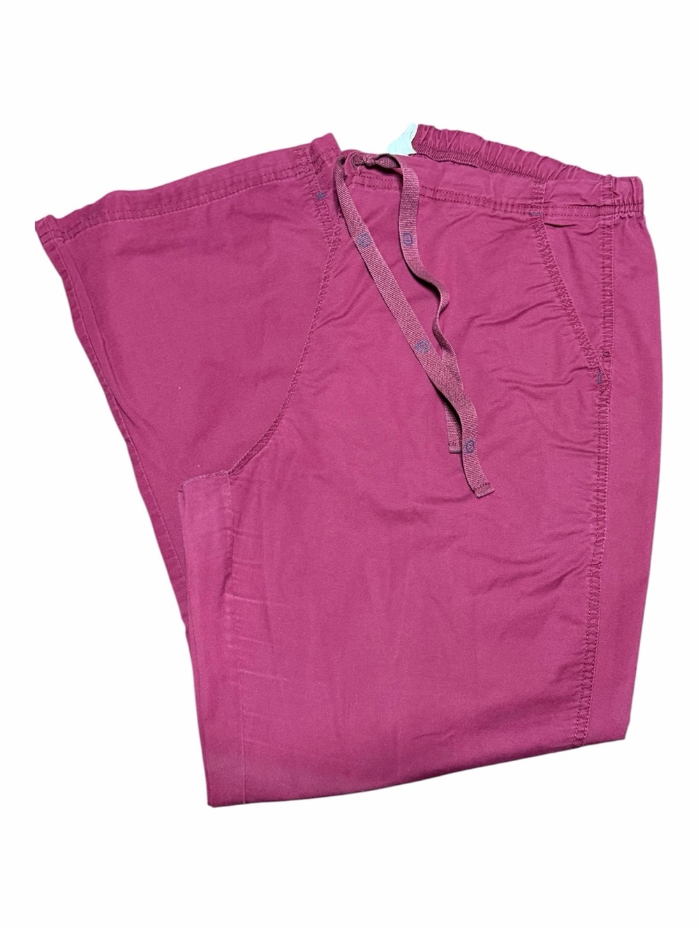 WonderWink Women's Drawstring Scrub Bottoms in Maroon with Navy Blue Accents